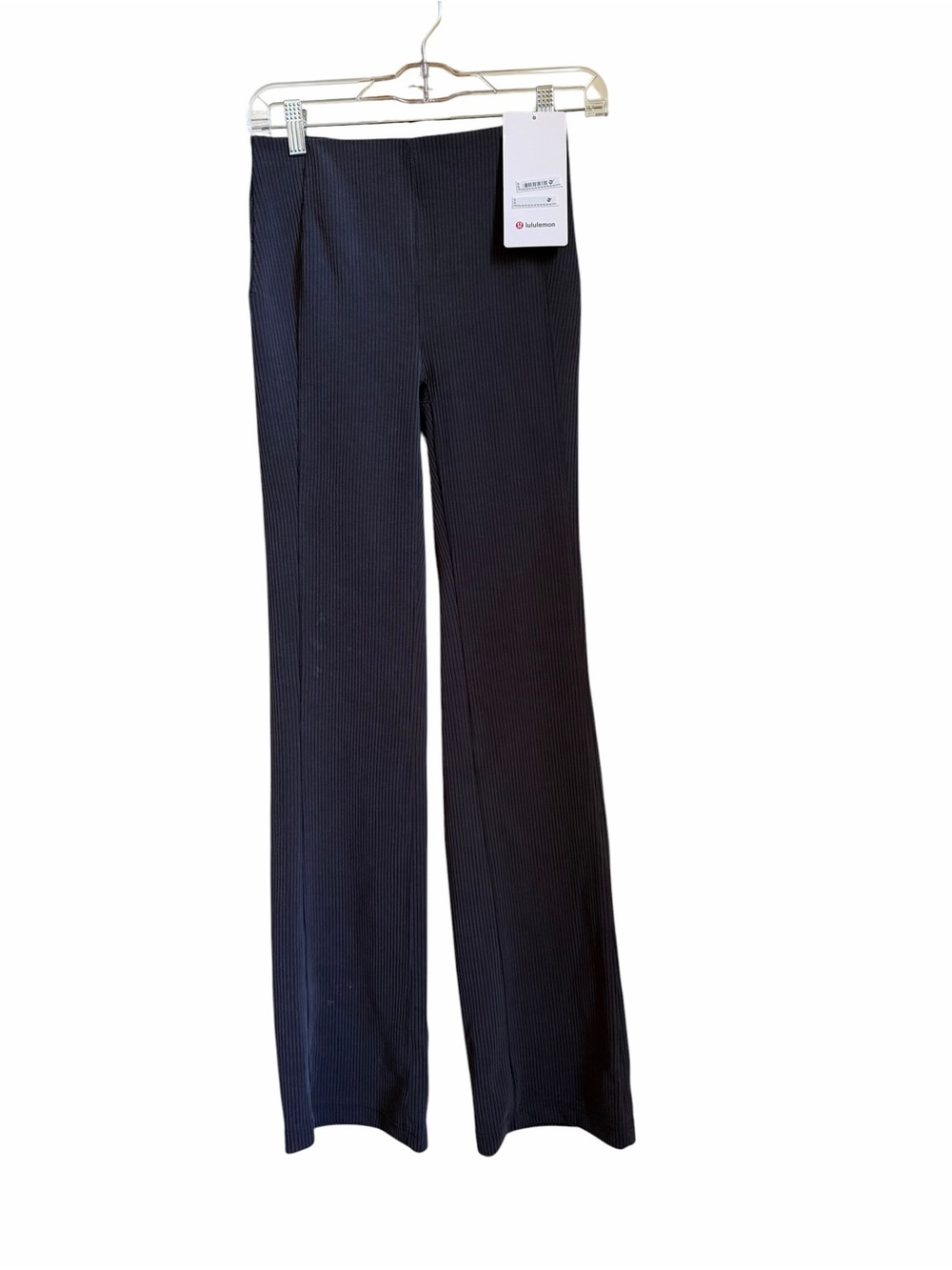 Lululemon Ribbed Softstreme Stretch Black Flared Pants 33” Inseam NWT Size 4